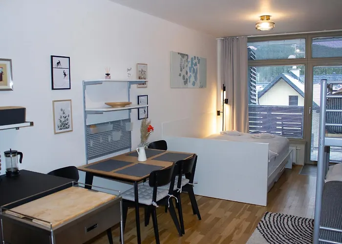 Enjoyharrachov - Atraktivni Slunne Studio Certovka V Centru Harrachova S Garazovym Parkovanim, Wifi-Wlan, Sat, Herni Konzoli, Netflix Zdarma A Nejkrasnejsim Vyhledem Na Certovu Horu S Arealem Skokanskych Mustku A Sjezdovku